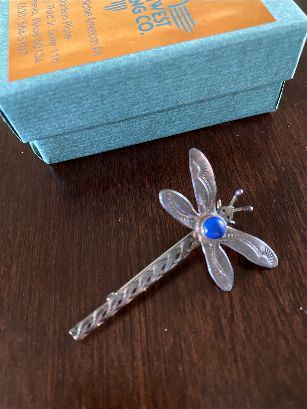 Vintage Southwestern Sterling Silver Dragonfly Brooch Pin